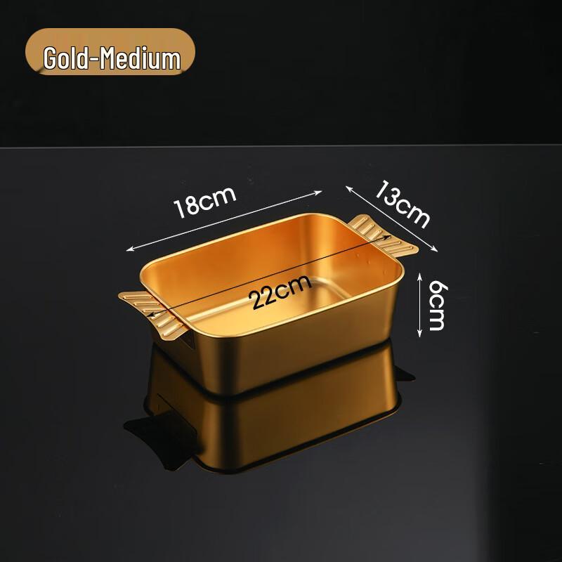Stainless Steel Double-Handle Deep Serving Plate 201 Medium Plate