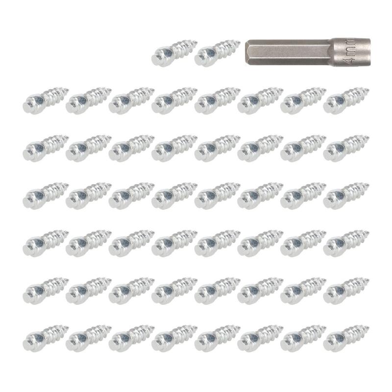 Antislip Tire Screws, 50Pcs Snow Chain Tire Studs Motorcycle Spikes Snow Chain Tire Studs Screw Snow Chain Tire Spikes