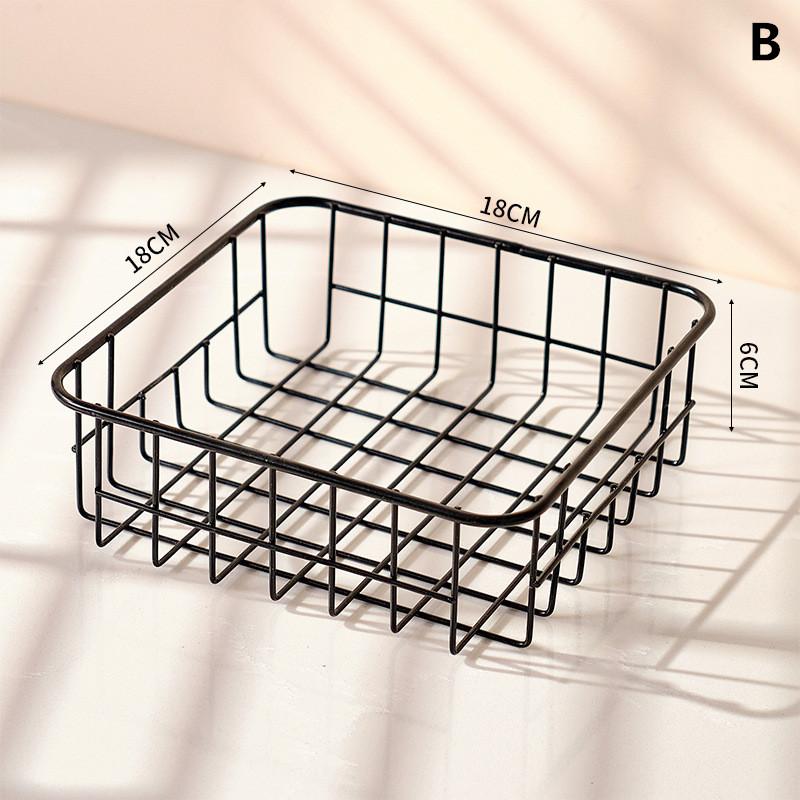 Wire Fruit Basket Ventilated Hollow Desktop Storage Rack for Kitchen Pantry Snack Fruit Veg Holder Home Organizer B