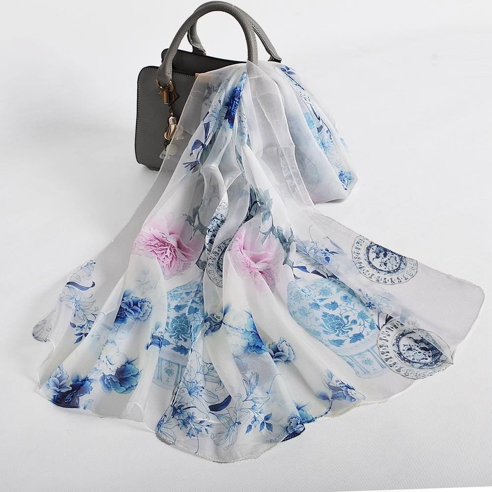 

[BYSIFA] 100% Шелковый Шифоновый Шарф Женский Бренд Абрикосовый Цветочный Дизайн Длинные Шарфы Пляжные Шали Осень Зима Женские Шейные Шарфы