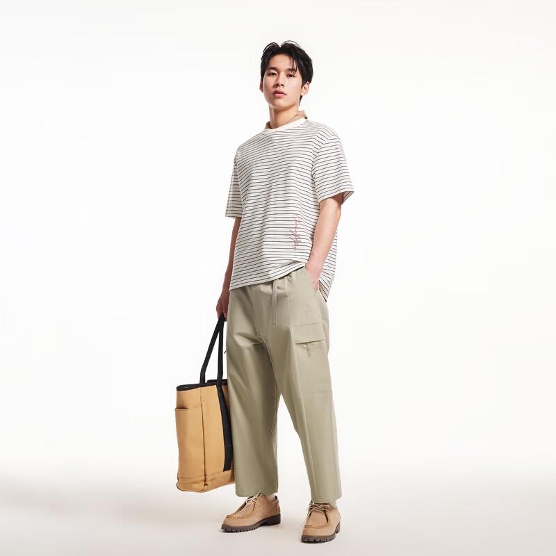 JACK&JONES Men's Quick-Dry Cropped Workwear Pants with Adjustable Waistband