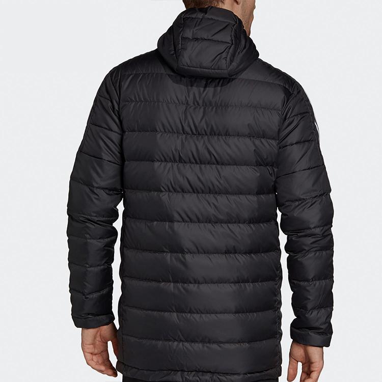 adidas Logo Print Casual Hooded Down Jacket Men Outerwear Black GH4604