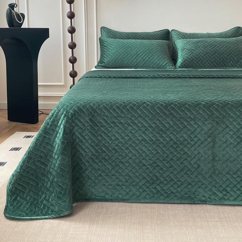 Crystal fleece padded cotton single bed cover cotton fleece dust cover double-sided use soft and comfortable tatami kang cover three-piece set