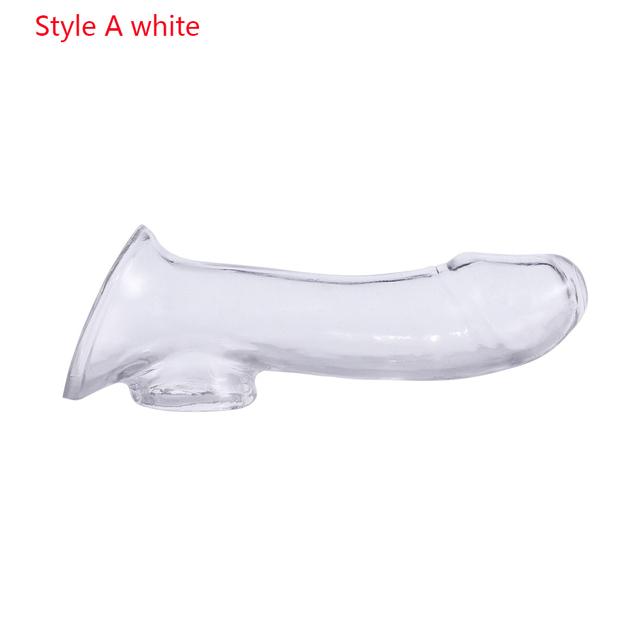 Reusable Penis Sleeves High Elastic Condoms Cock Soft Extender Enlargement Delay Ejaculation Sex Toys for Men Couple Sex Product