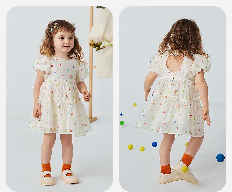 Mini Balabala Girls' Skirt Baby Skin friendly, Comfortable, Sweet and Cute Polka Dot Dress Summer 2026