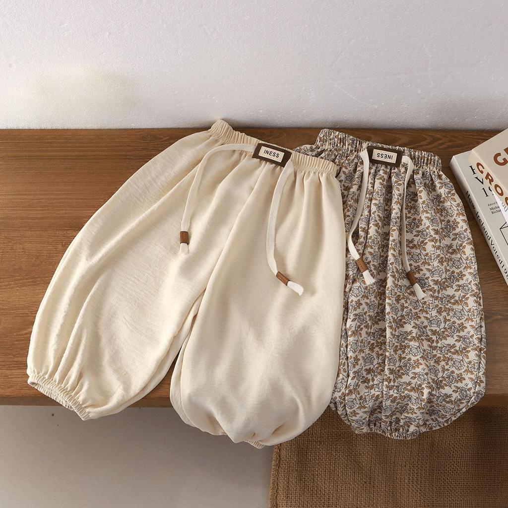 Kids' Korean-Style Loose Fit Summer Pants - Mosquito-Proof, Solid Color, Unisex Joggers
