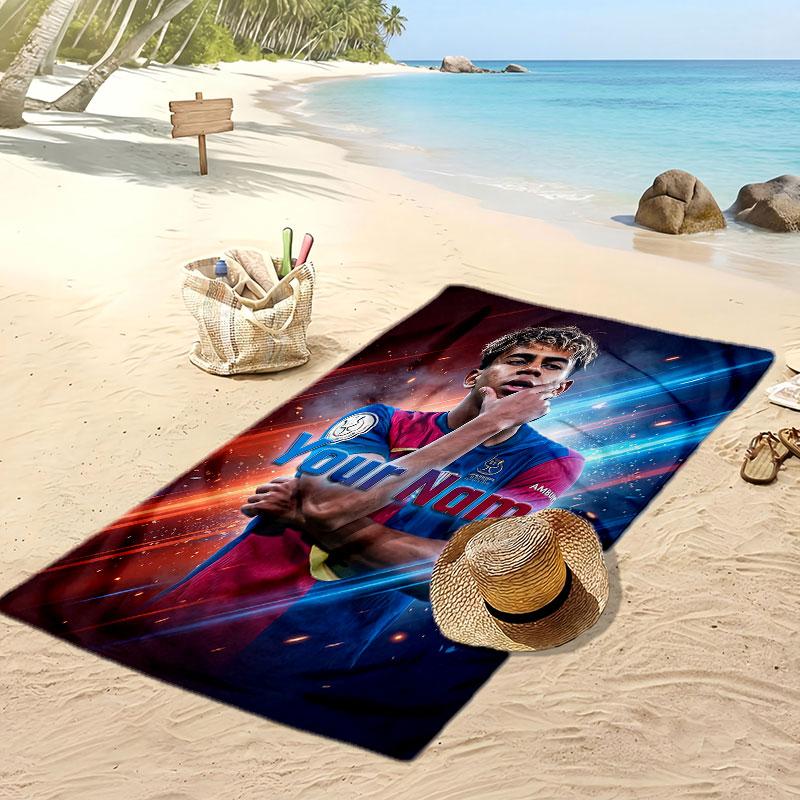 Lamine Yamal Personalisiertes Bedrucktes Strandtuch Fußball Logo Unterstützung Benutzerdefinierter Name Text Saugfähiges Handtuch Für Sport Reisen Besonderes Geschenk