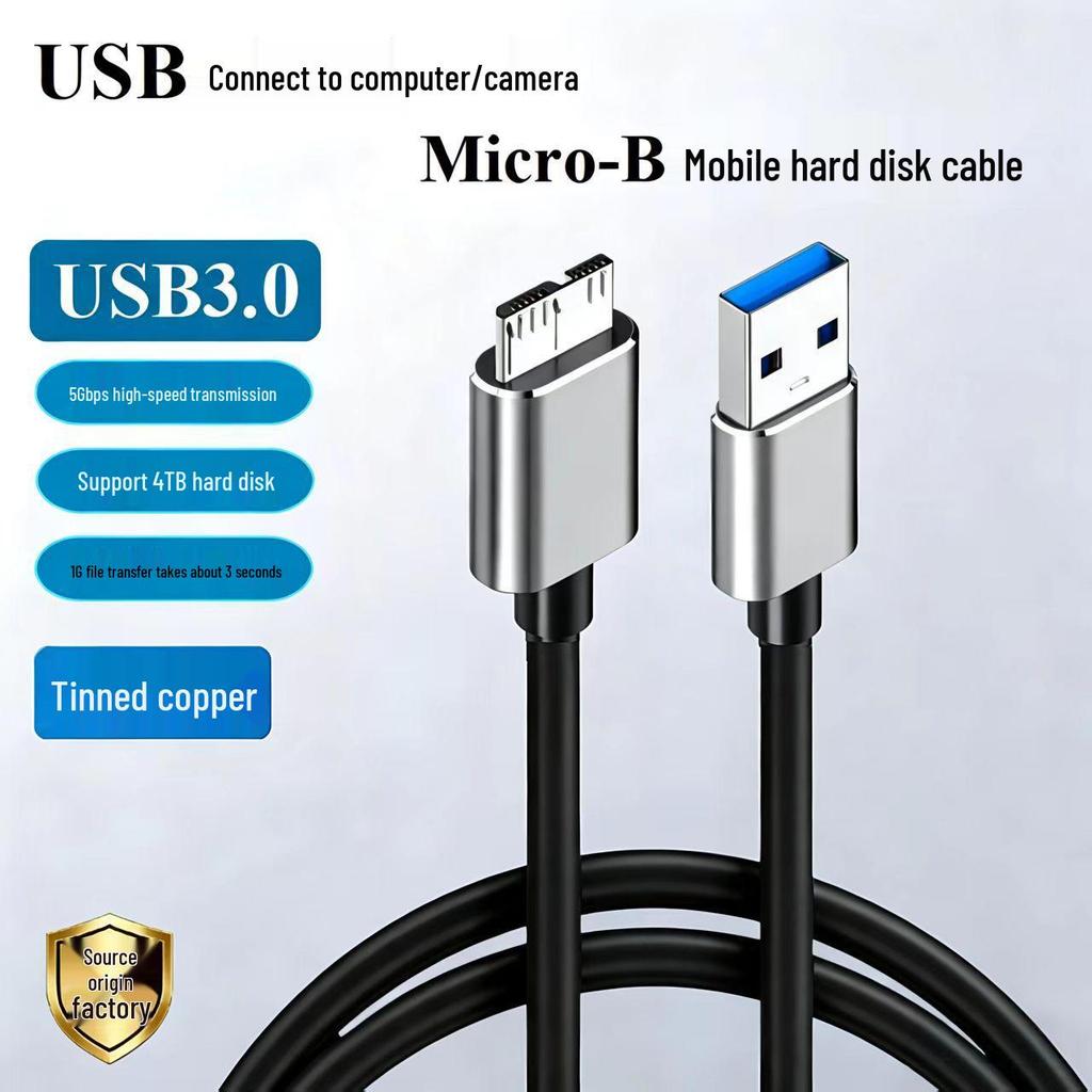 USB 3.0 To Micro-B Data Cable, 5Gbps, Gold-Plated, for Hard Drives & Cameras