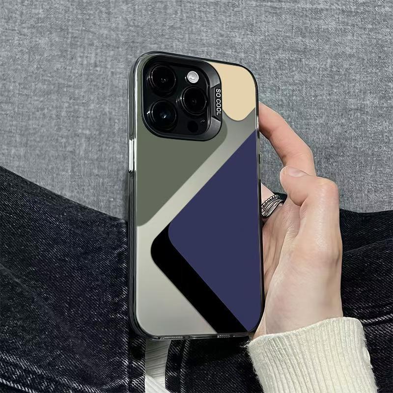 Personalisierte silber karierte Handyhülle für Apple 17/16/15 Pro & 14 Pro Max/13/12 Modelle