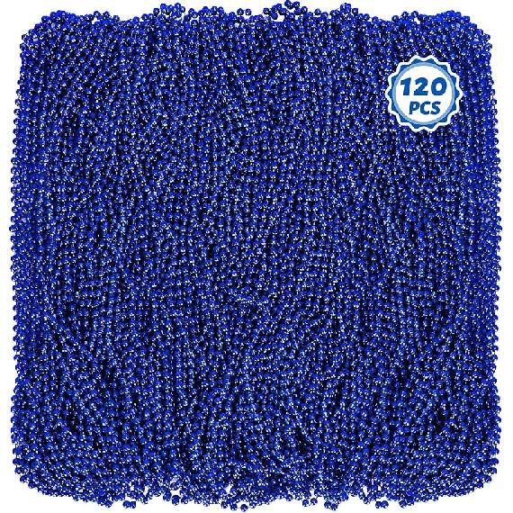 Bead Necklace, 120PCS Mardi Gras Beads, 33" Colorful Mardi Gras Beads Necklaces, Women Men Party Costume Accessories Parade Throws Bulk Party Favors