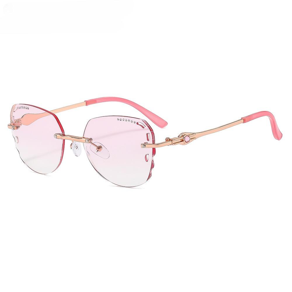 Rahmenlose Ultraleichte Lesebrille mit Modischem Diamantschliff-Design für Damen, Blaulichtfilter und Anti-Ermüdung