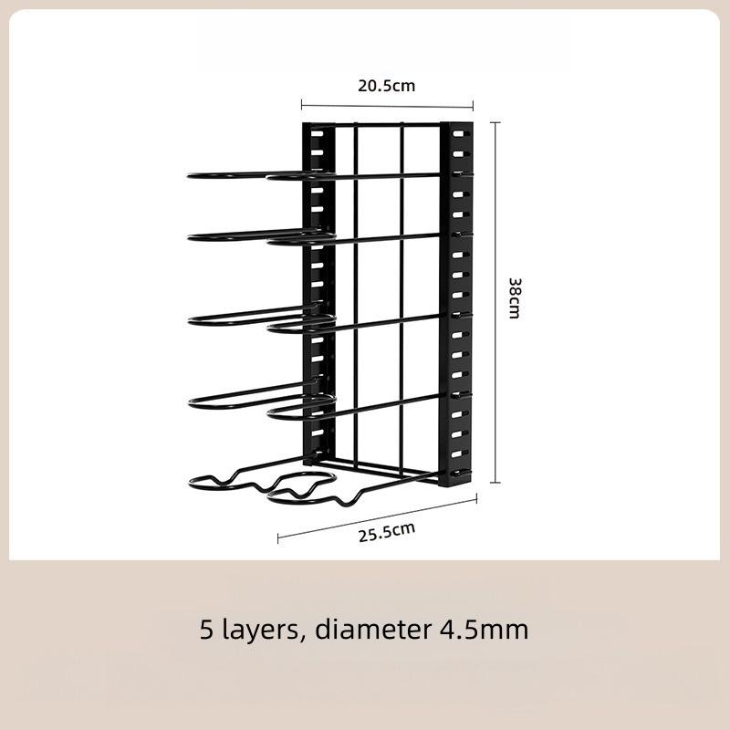 

JUSTINLAU Multi-layer Pots Storage Rack Carbon Steel Cabinet Storage Holder Adjustable Height Double side Pots Rack Kitchen Tool