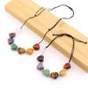 Natural Crystal Necklace Colorful Love Crystal Hand-Woven Necklace Bracelet Peach Heart Pendant N739