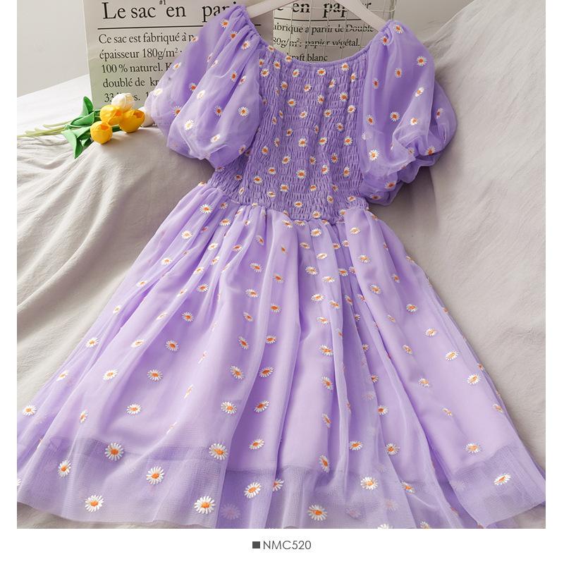 

YYFS Женская мода лето весна цветочный узор принт короткий рукав одно плечо высокая талия повседневные платья Size: One Size фиолетовый