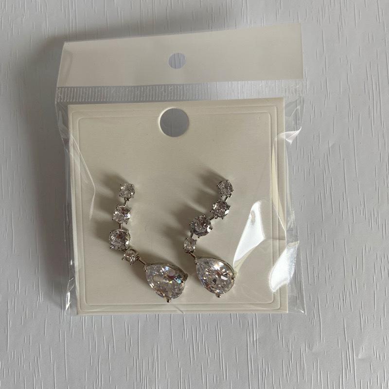 French Luxury Zircon Dangle Earrings - High-End, Sparkly, Geometric Tassel Design
