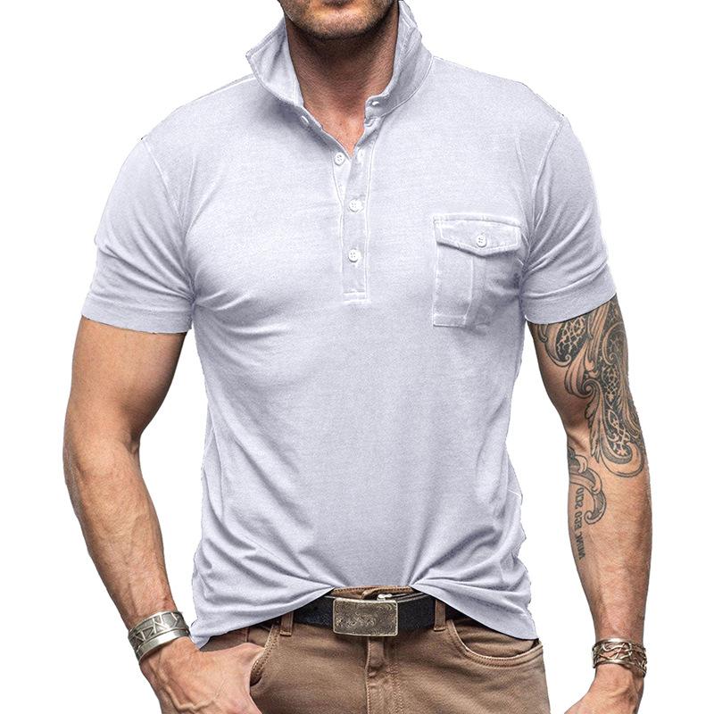 Polo da uomo a maniche corte, casual, per attività all'aperto, golf, tennis, polo, bottoni solidi, magliette estive, allenamento, lavoro, leggere, con colletto, per uomo