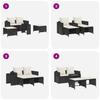 5 Piece Garden Sofa Set with Cushions Stackable Black Poly Rattan