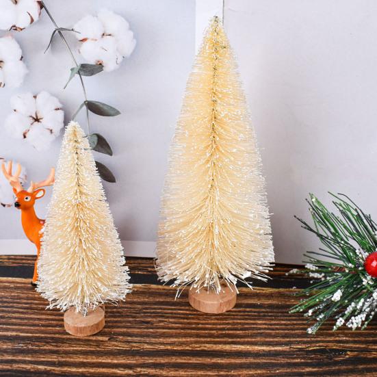 Yousheng 3Pcs Artificial Mini Christmas Tree Set with Snow Frosted Tips 3.5-15cm Sisal Tabletop Decor for Home Office Festive Holiday Centerpiece