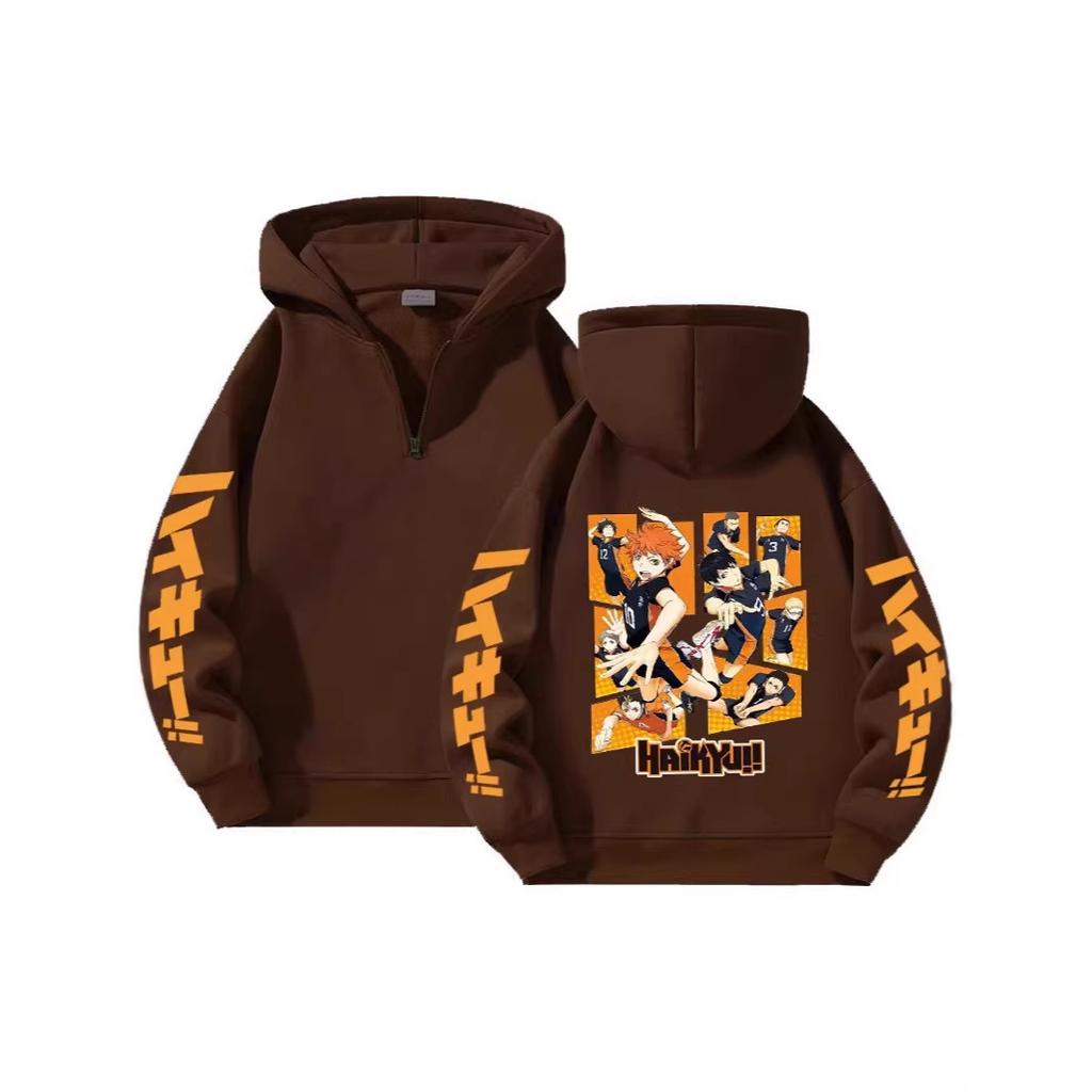 Haikyuu!! Quarter Zip Hoodie, Loose Fit Unisex Anime Sweatshirt New Quarter-zipper Pullover Sweatshirt for Men and Women