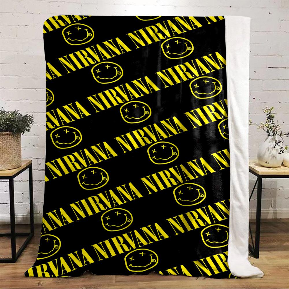 Nirvana Smile Face Schlafzimmerdecke Design bedruckt Flanelldecke für Schlafzimmer, Wohnzimmer, Sofa und Nickerchen