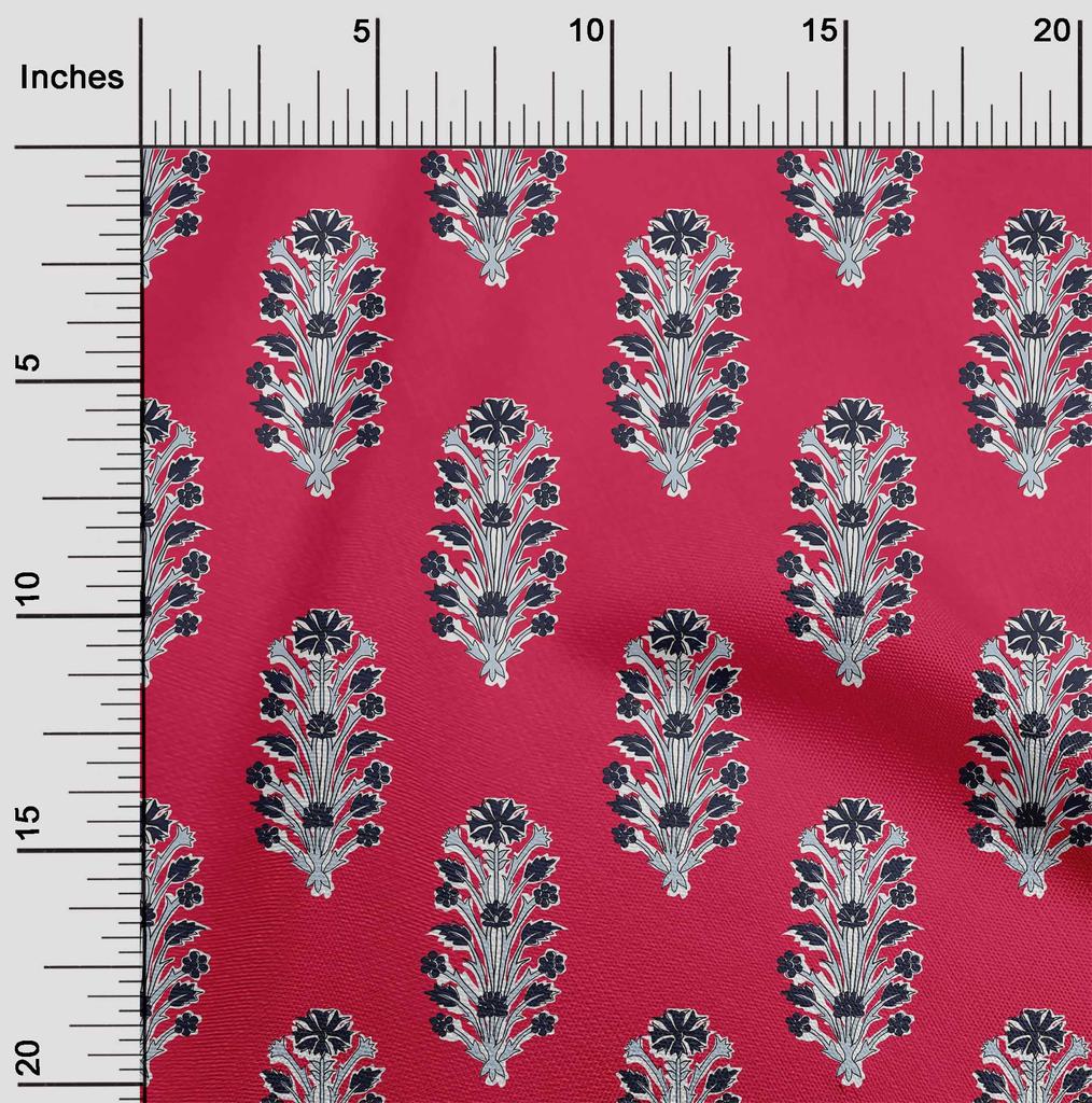 oneOone Cotton Flex Fabric Leaves & Floral Block Print Fabric By The Yard 40 Inch