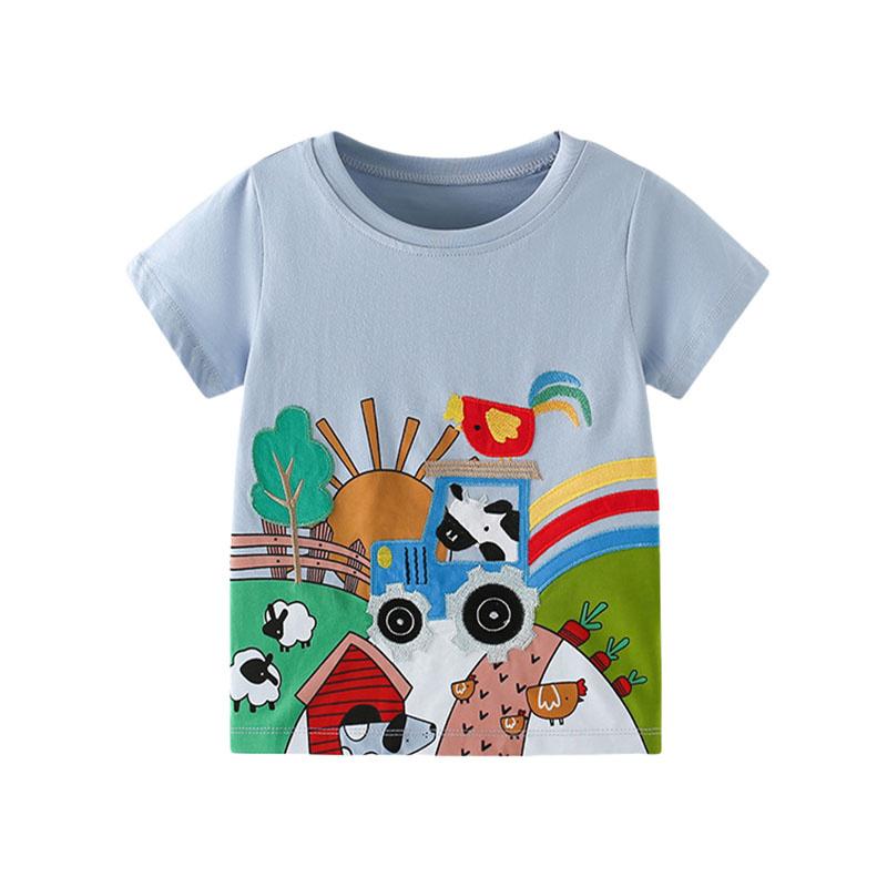 Boys and Girls Rocket Team Children's T-shirt Summer Girls' T-shirt Baby Clothing Children's T-shirt Top