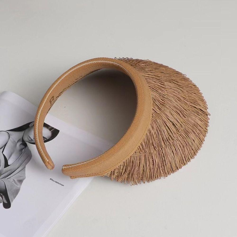 Empty Top Empty Top Sun Hat Designer Sunshade Cap Sunscreen Tassel Straw Hats  for Women