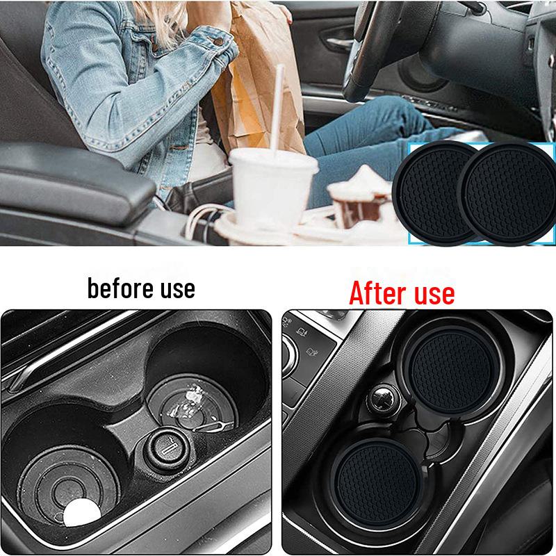 Non-slip Car Storage Mat for Cups: Creative Round Soft Rubber Interior Product