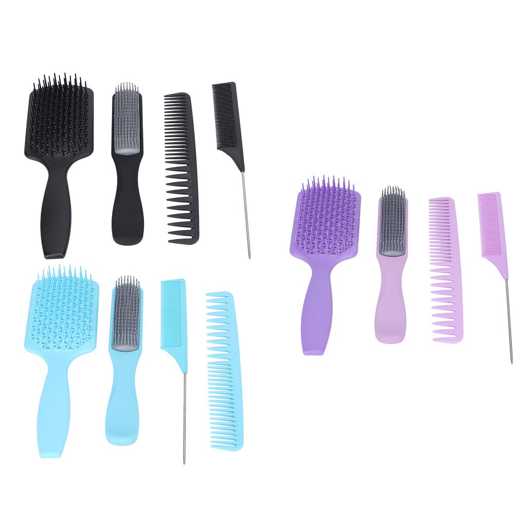 4pcs Hair Brush Set Hollow Comb Tail Comb Fine Wide Teeth Scalp Massage Hair Styling Comb Set