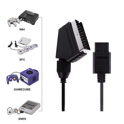 Cavo con Connettore AV SCART Cavo Cavo Adatto per N64 SNES SFC GC Retro- Gamepad 1.8m 6Ft Cavo AV Nero Accessori Gaming