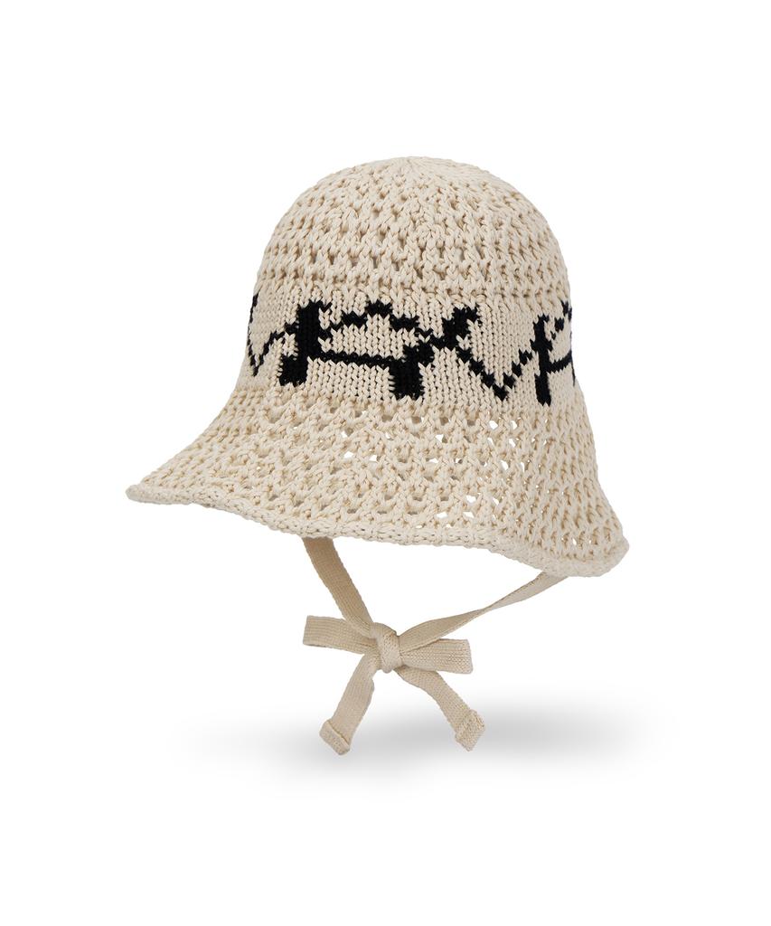 Bajal Va Digital Logo Punching Bonnet Hat Beige