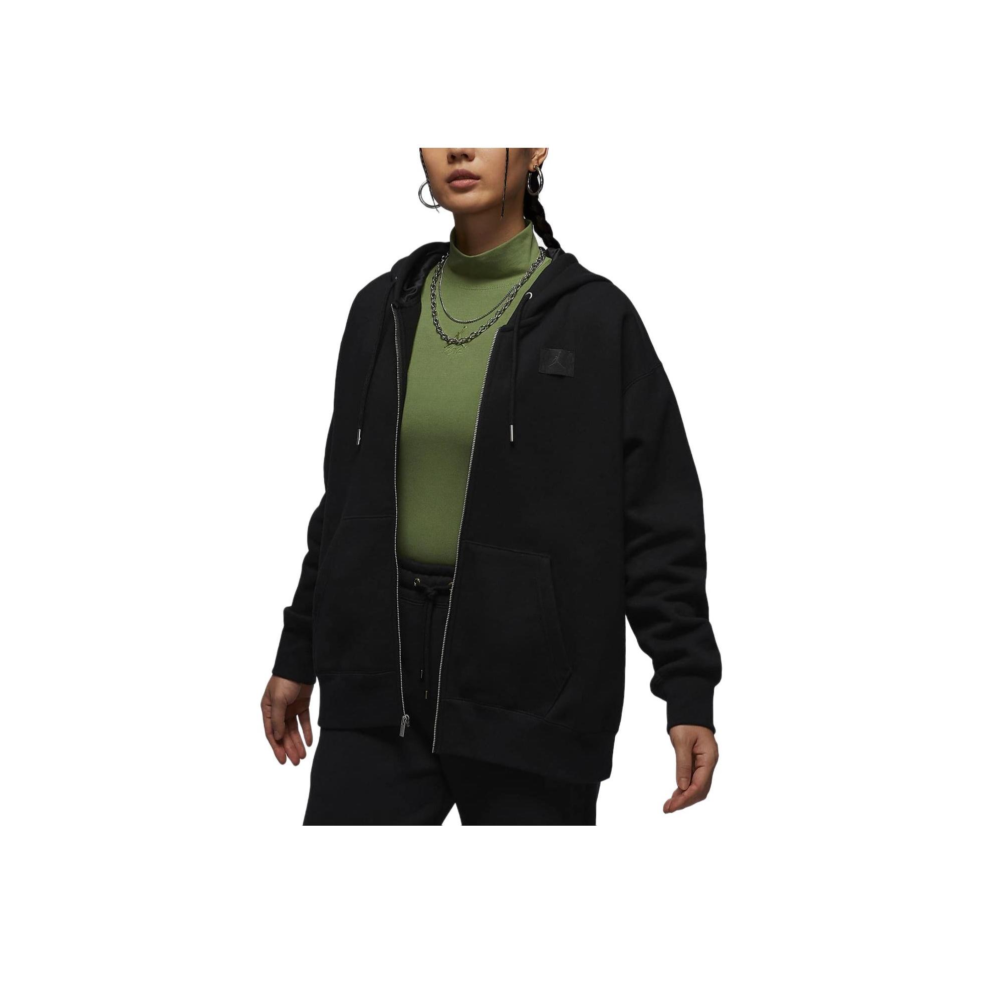 

Jordan Flight Fleece Solid Color Casual Loose Universal Hoodie Long Sleeve Sweatshirt Women Tops Black FZ1251-010 S