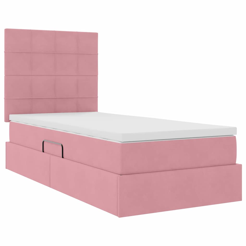 Storage Bed with Mattress Pink 90 x 190 cm Velvet