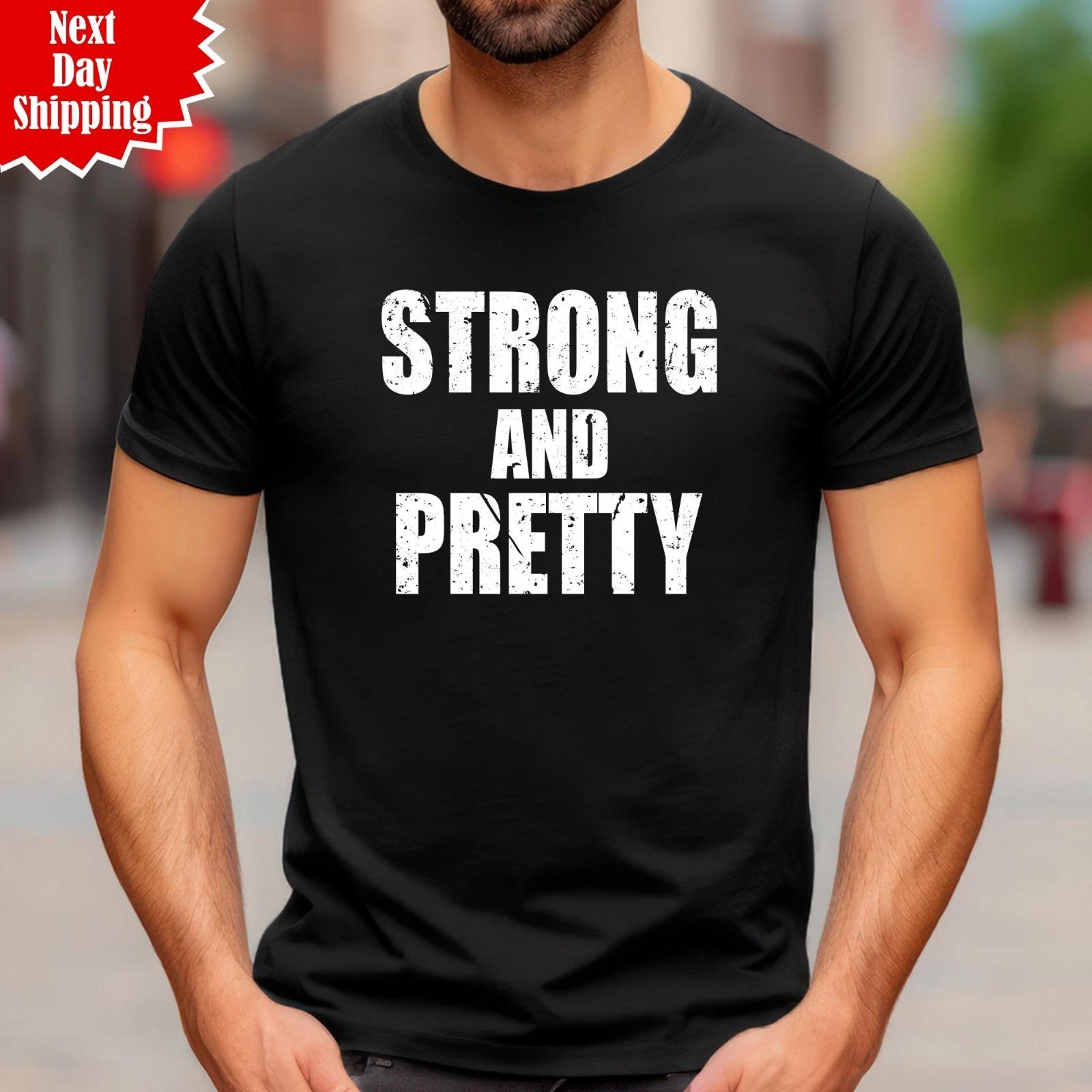 Strong And Pretty T Shirt Gym Clothing Bodybuilding Training Workout Boxing Top 4XL