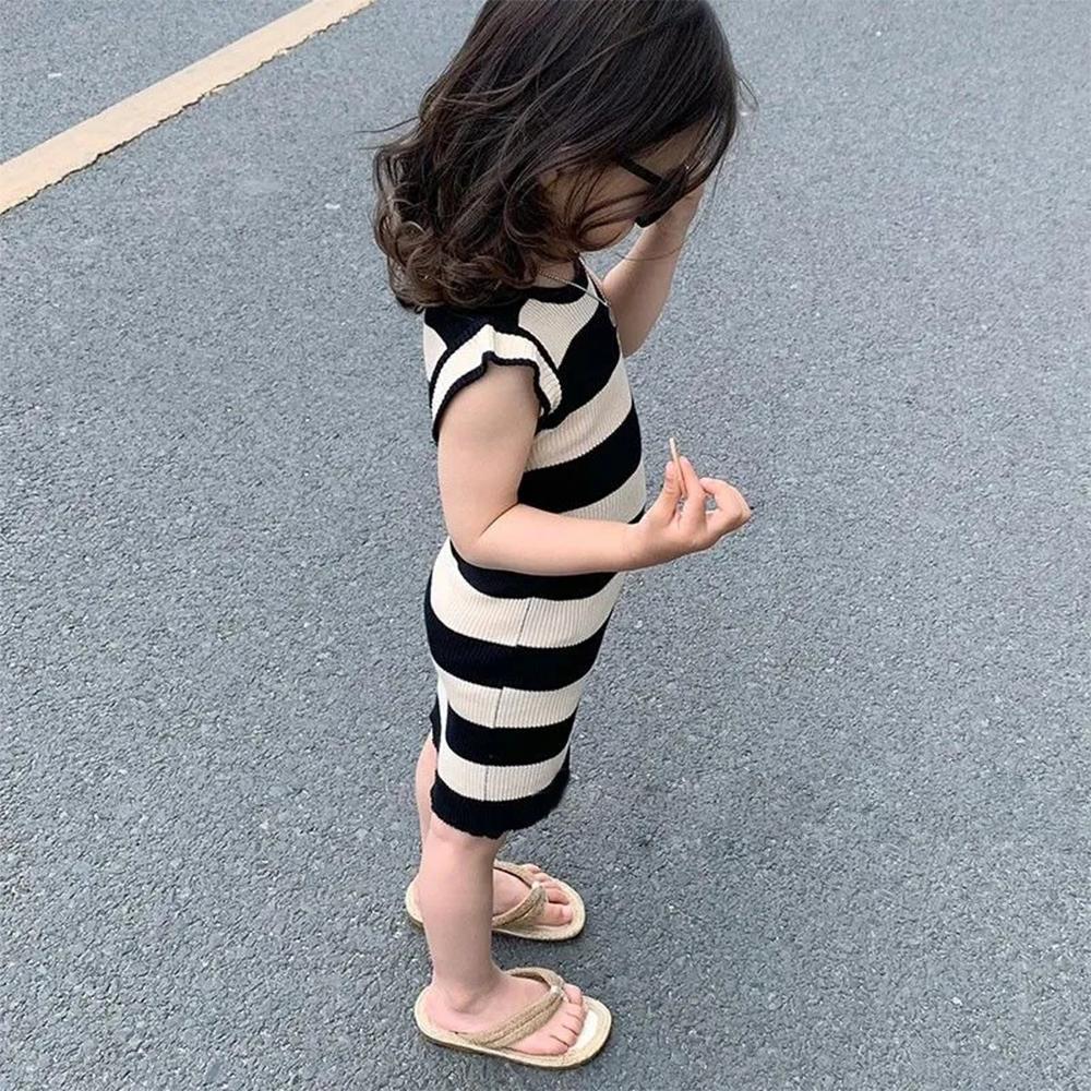 Abiti estivi a righe per bambina Abiti casual da principessa Abbigliamento per bambini Abiti per neonati e bambini Vestidos Abiti per bambine