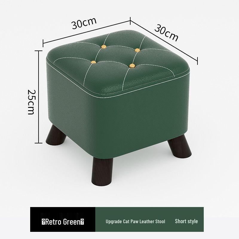 Solid Wood Footstool: Creative Tech Fabric, Multi-Use Coffee Table or Sofa Stool for Living Room