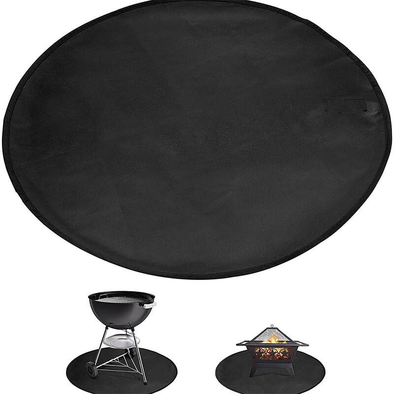 מחצלת עגולה חסינת אש רב-תכליתית חיצונית מצופה סיליקון נוזלי מחצלת למדורת גחלים מחצלת מגן לכירים עמידה בשמן משטח ברביקיו