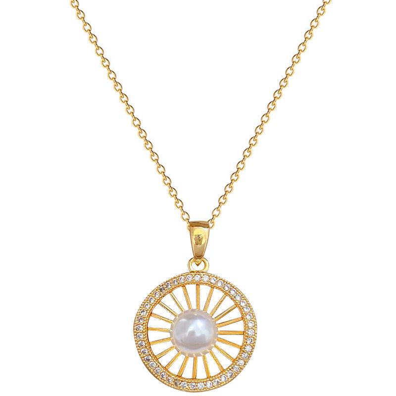 Pearl Empty Bird'S Nest Light Luxury Temperament Gorgeous Full Diamond Necklace Women'S Versatile Collarbone Chain Titanium Steel Chain