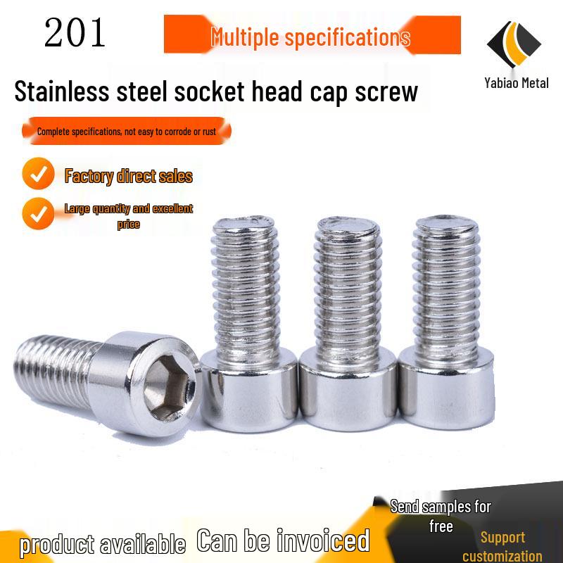 201 Stainless Steel M3/M4 Hex Socket Cap Screw - Round/Cup Head for Bicycles