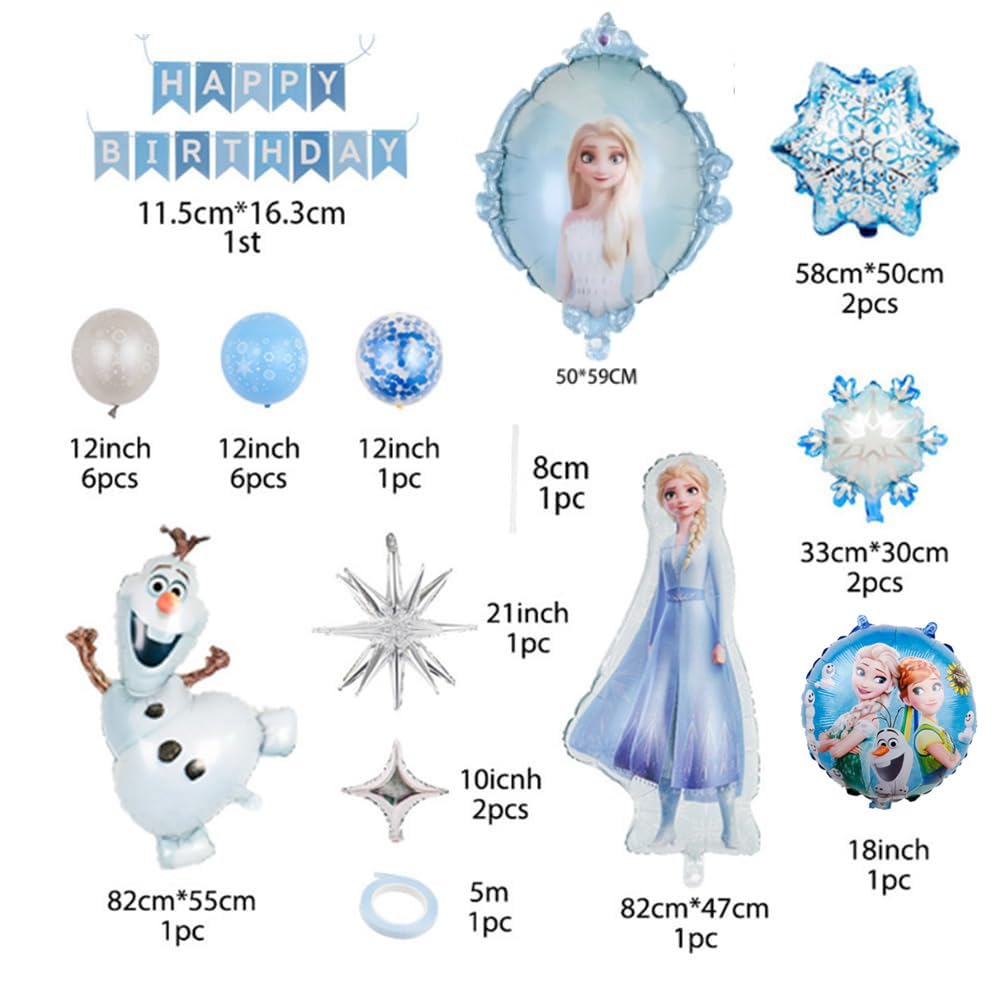 Frozen Birthday Decorations, Party Balloons, Birthday Balloons, Decorations, Aluminum Film Balloons, Happy Birthday Banner, Cake Top, Cake Flag Set,