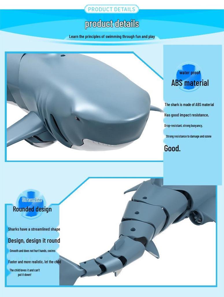 Shark Remote Control Electric Toy - 2.4G, Long Battery, Water Play