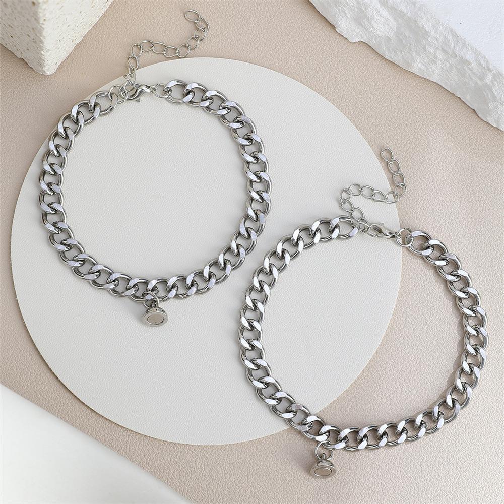 Original Hip-hop Couple Bracelet Silver Attracts a Pair of Niche Design Korean Version of Simple Ins Valentine's Day Gift