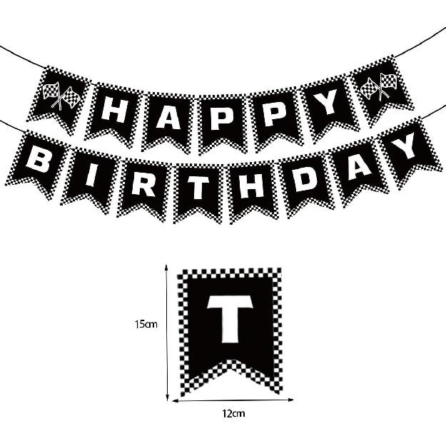 Racing Birthday Decorations, Car F1 Themed Happy Birthday Banner, Boy Girl Funny Party Supplies with Banner and Hanging Swirl