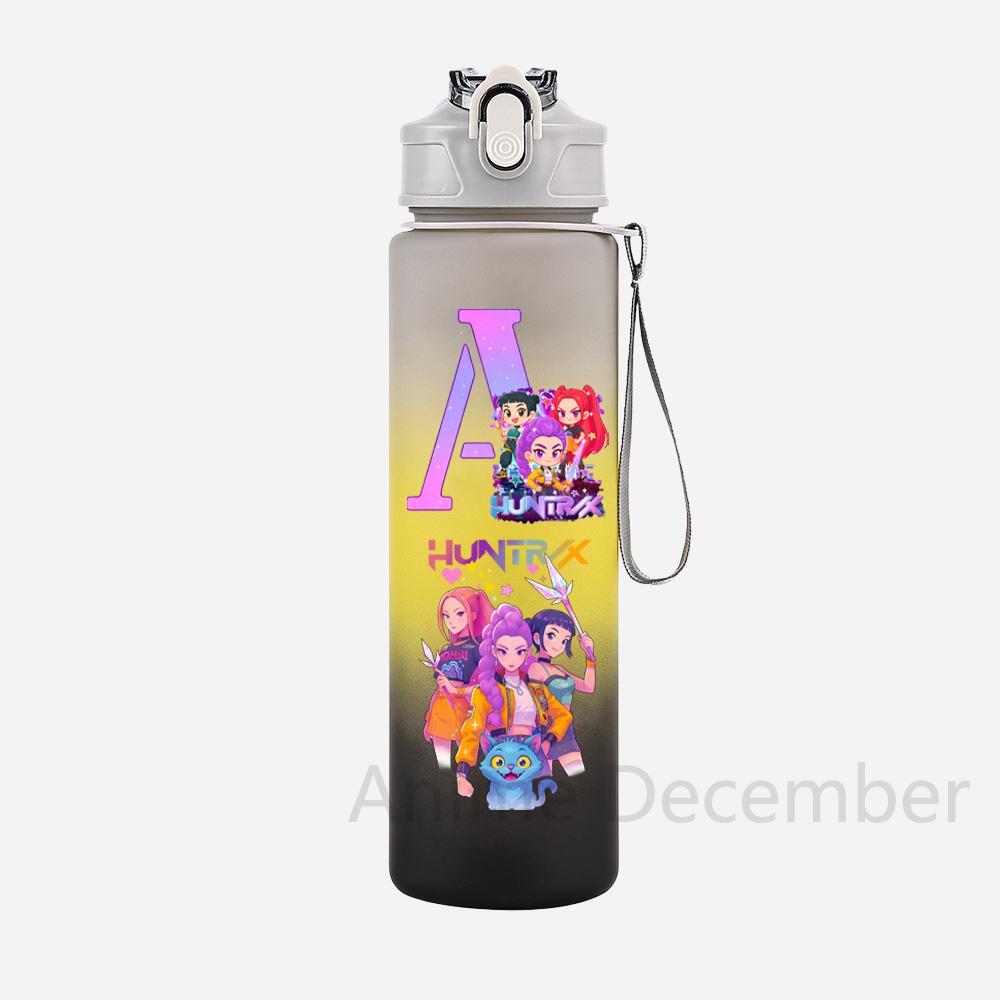 

Anime K-Pop Demon Hunters A-Z English Letter Printed Grey Water Cup Demon Hunters Large Capacity Outdoor Portable Drinking Bottle for Boy Girl Gift
