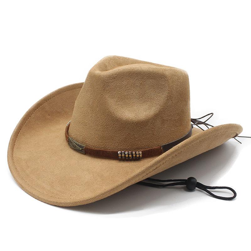 Retro Jazz Hat, Suede, Upturned Brim, Western Cowboy Hat, Men's and Women's Autumn and Winter Wide-brimmed Felt Hat