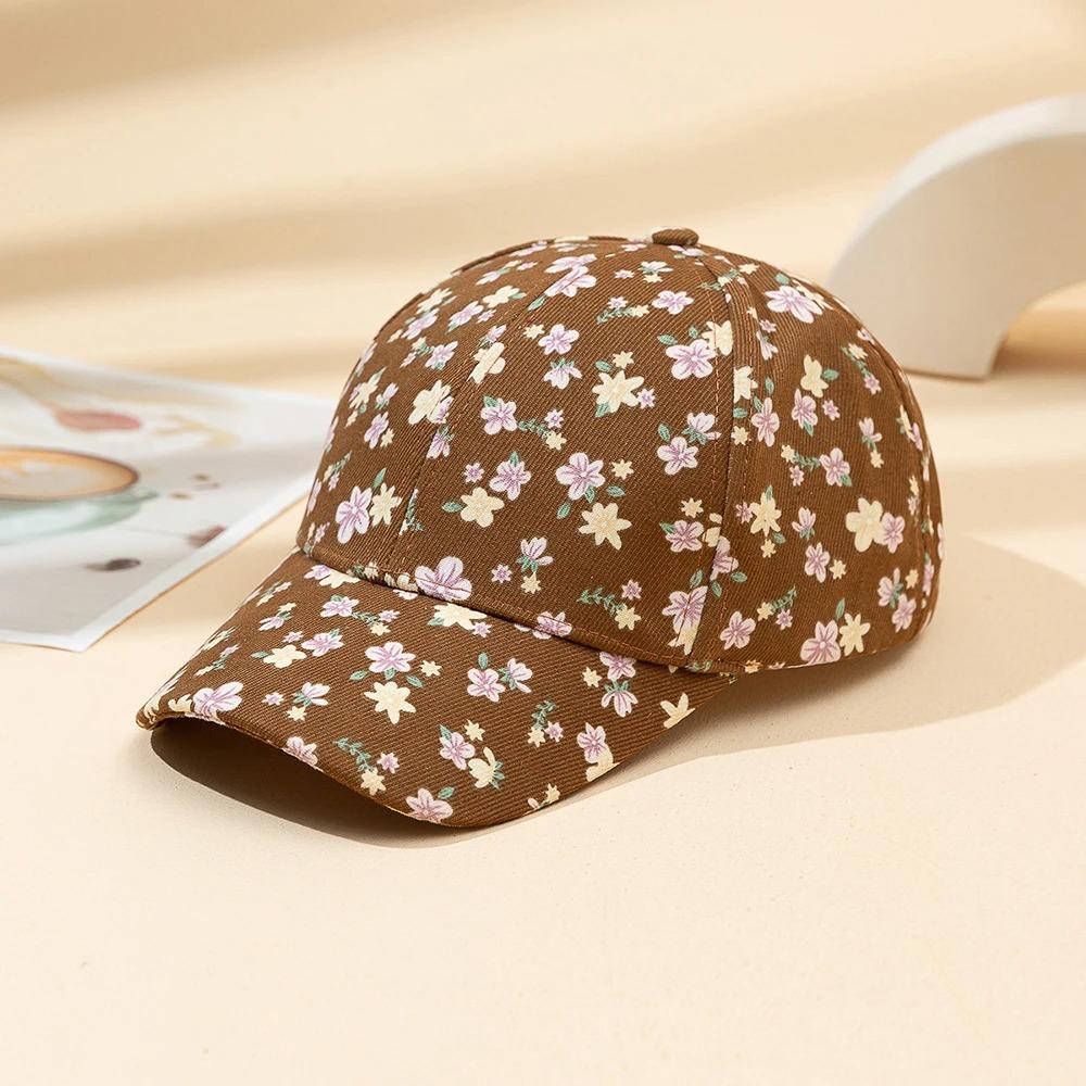 Women'S Fashionable And Versatile Floral-Patterned Floral Baseball Cap, Summer And Spring Outdoor Sun Protection Beanie Hat