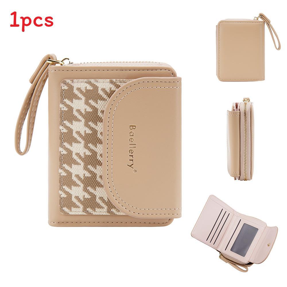 Womens Fashion Card Holder With Pu Fabric And Double Fold For Casual Day