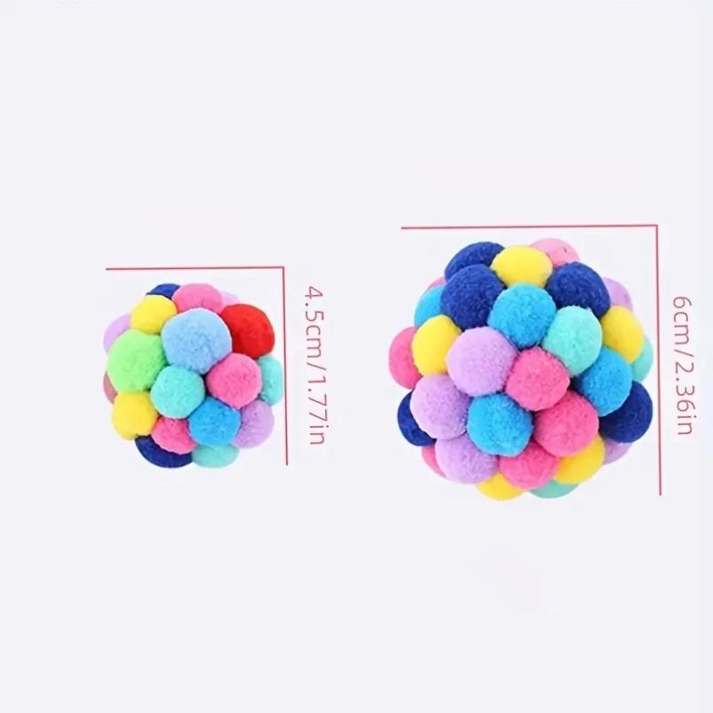 1/3PCS Cat Toys Cat Plush Ball Toy Pet Elastic Bell Ball Self Hi Ball Playing Cat Colorful Woolen Ball