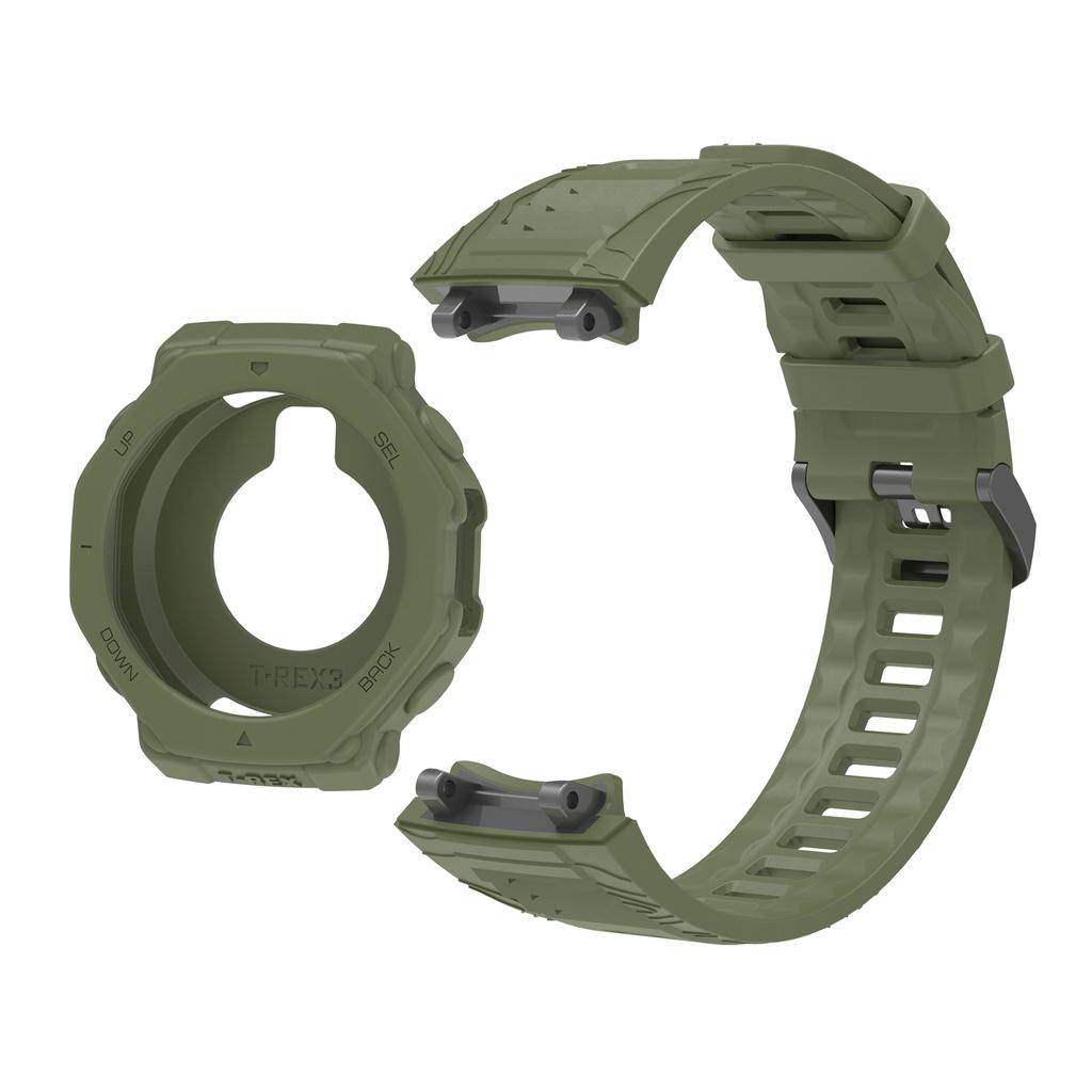 Pro Huami Amazfit T-Rex 3 Řemínek a Pouzdro na hodinky stejné barvy Jednobarevný nastavitelný náramek + Ozdoba pouzdra