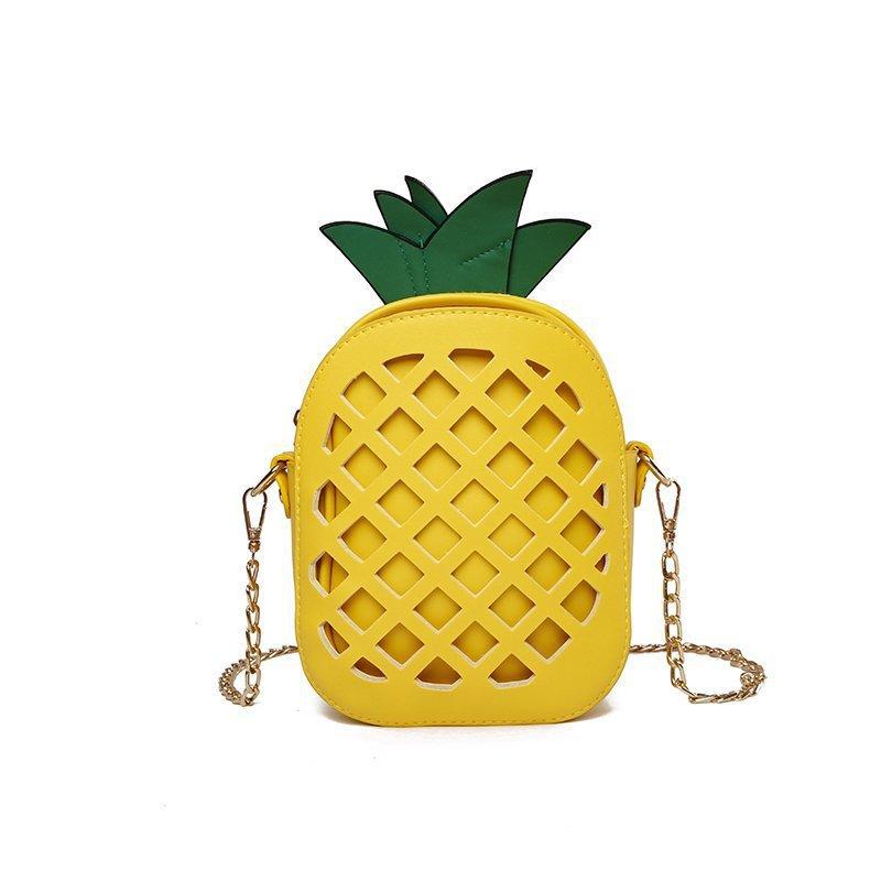 New Female design women fruit bags cute pineapple chain shoulder bag PU leather messenger bag clutch bag